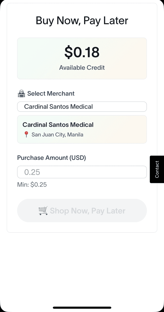 Request Nano-Loan Interface